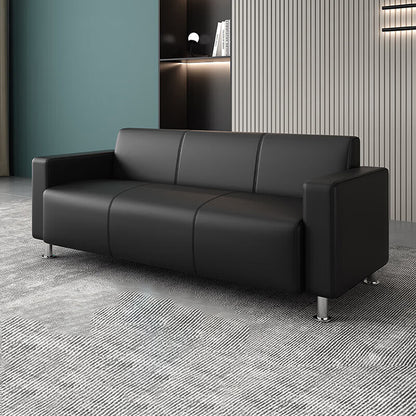 Business office sofa, reception and meeting office sofa in leather, black