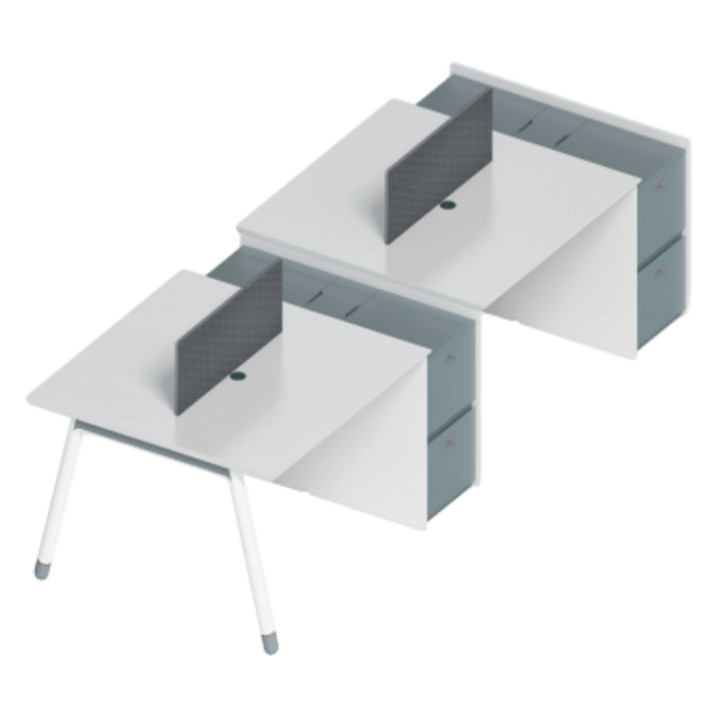 Desk with top panel Side cabinet with dial lock Two-seater Four-seater