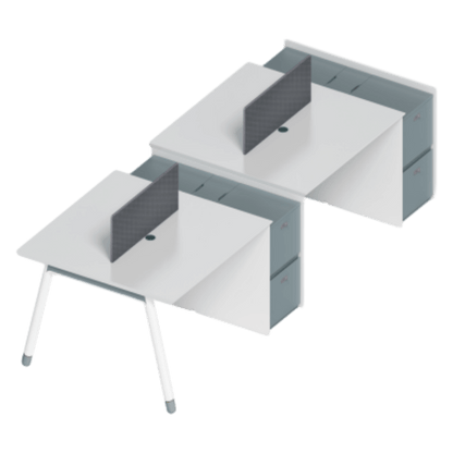 Desk with top panel Side cabinet with dial lock Two-seater Four-seater