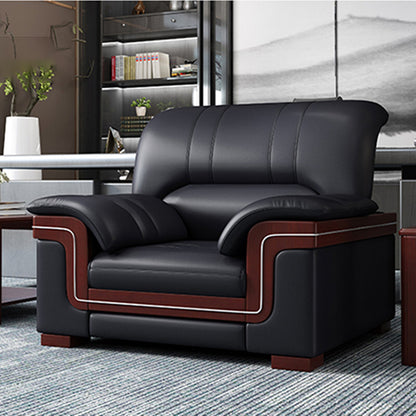 Office sofa, business reception guest leather sofa for office, thickened black leather