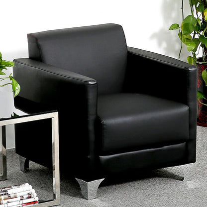 Office sofa, business reception and meeting sofa, black, leather