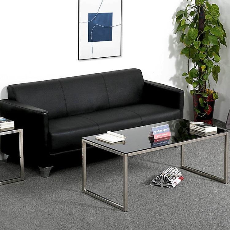 Office sofa, business reception and meeting sofa, black, leather