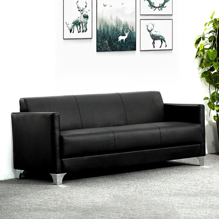 Office sofa, business reception and meeting sofa, black, leather