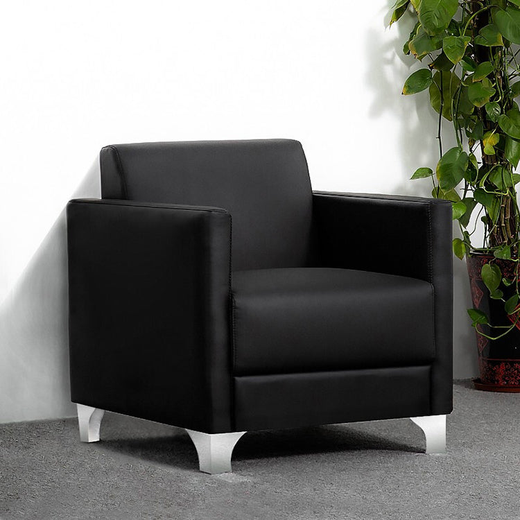 Office sofa, business reception and meeting sofa, black, leather