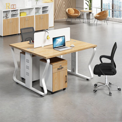 Office furniture staff desk with screen partition, card slot, steel frame computer desk