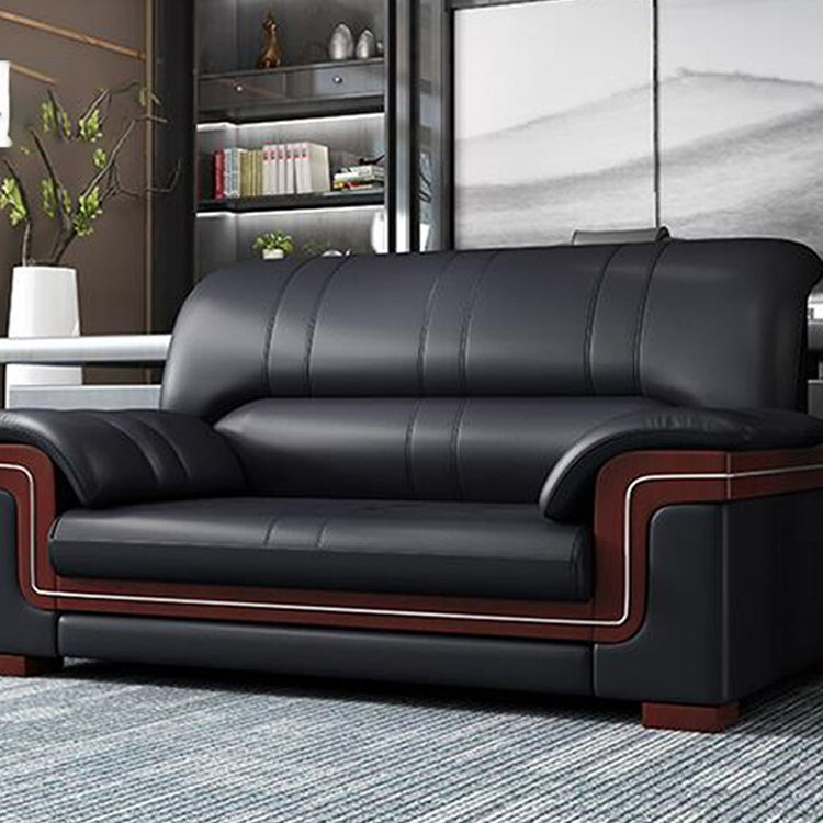 Office sofa, business reception guest leather sofa for office, thickened black leather