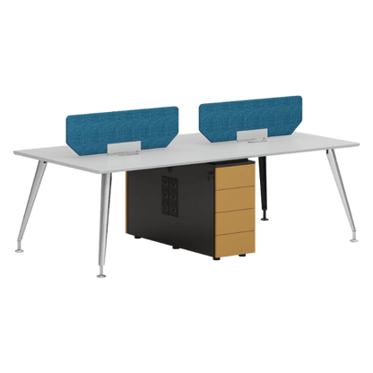 desk with top panel, side cabinet, wiring hole