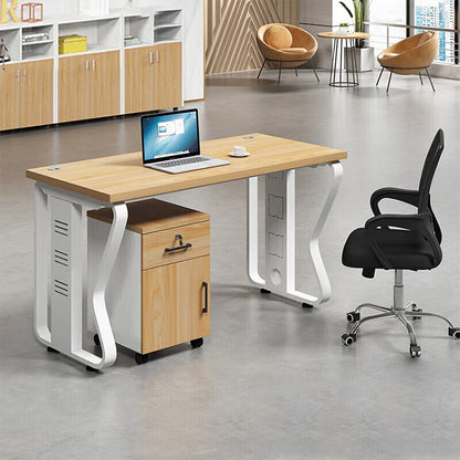 Office furniture staff desk with screen partition, card slot, steel frame computer desk