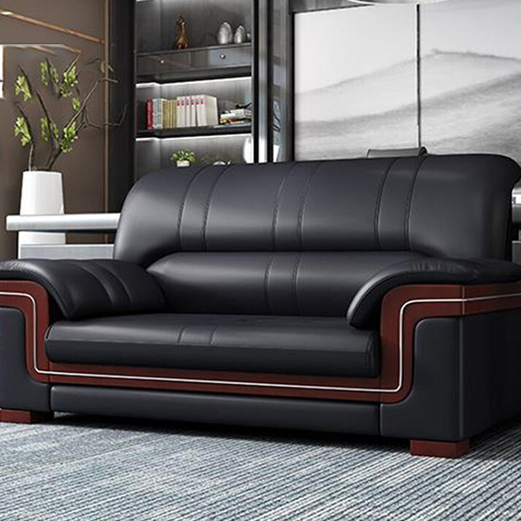 Office sofa, business reception guest leather sofa for office, thickened black leather