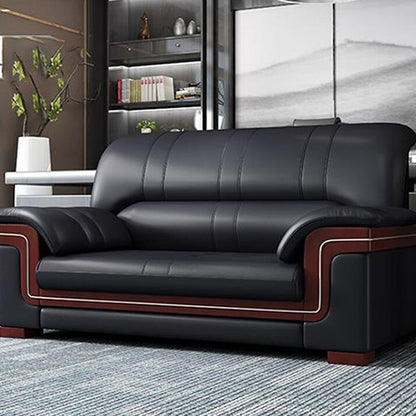 Office sofa, business reception guest leather sofa for office, thickened black leather