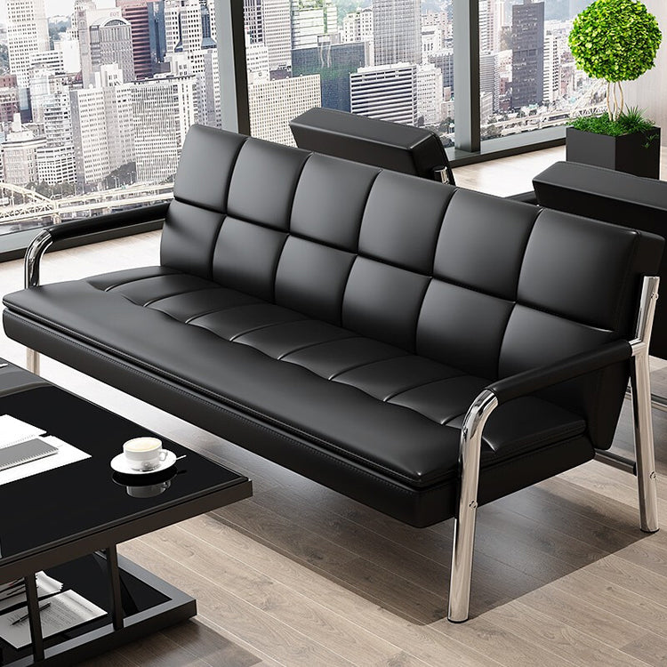 Business simple office genuine leather sofa in black and brown